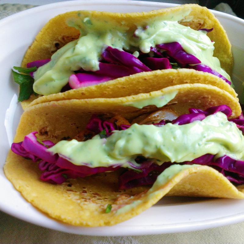 Fish Tacos with red cabbage slaw. By Creating A Curated Life.